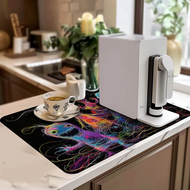 Axyaa Halloween Ghost Lines Drying MatValueChanged: Axyaa Abstract Ghost Lines Drying Mat