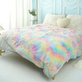 Axyaa Cozy Faux Fur Reversible Throw Blanket: Soft Plush Fluffy Blanket for Couch