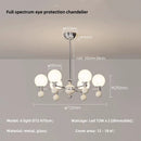 Axyaa Chrome Glass Chandelier: Modern Full Spectrum LED Pendant Light for Healthy Eye Protection
