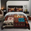 Axyaa Tribal Deer Wolf Bedding Set: Soft Breathable Duvet Cover + 2 Pillowcase, Home & Dorm Decor