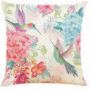 Axyaa Watercolor Hummingbird & Flower Cushion Cover 45X45cm Farmhouse Decor