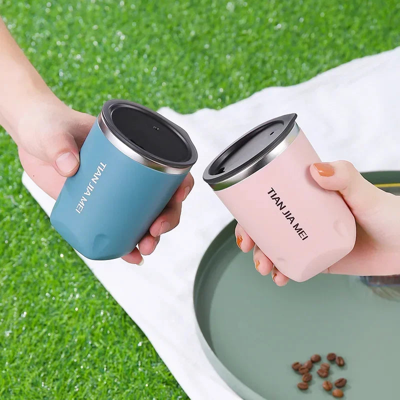 Axyaa Stainless Steel Portable Thermos Cup, 300ml Simple Office Coffee Mug