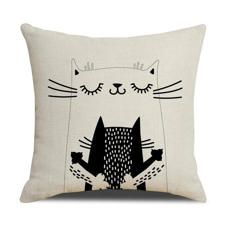 Axyaa Cat Print Cushion Cover for Stylish Home Decor and Comfort