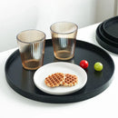 Axyaa Round Wooden Tray for Tea, Coffee, Desserts, and Snacks