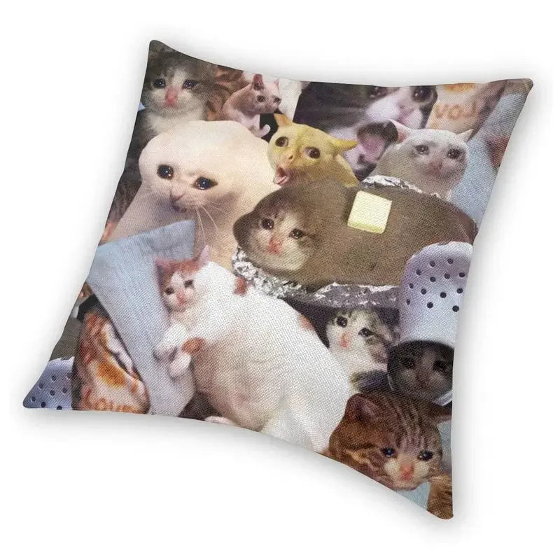 Crying Cat Cushion Cover Axyaa Dynamic Series Branded Design Square Pillow Cover