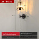 Axyaa Nordic Glass Wall Sconce Modern Lamp Black/Brass Bedside Entryway