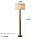Axyaa Brass Minimalist Floor Lamp 67" with Large Fabric Lampshade