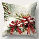 Axyaa Snowy Christmas Birds & Bow Pillow Cover for Sofa, Bedroom, Car - Home Decor