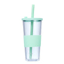 Axyaa Double-layer Plastic Straw Cup with Sleeve - Portable, Reusable, and Stylish