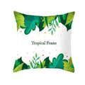 Flamingo Flower Rainforest Cushion Cover with Tropical Plant Animal Pattern by Axyaa