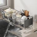 Axyaa Double Layer Kitchen Sink Dish Drainer Rack and Cutlery Basket