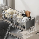 Axyaa Double Layer Kitchen Sink Dish Drainer Rack and Cutlery Basket