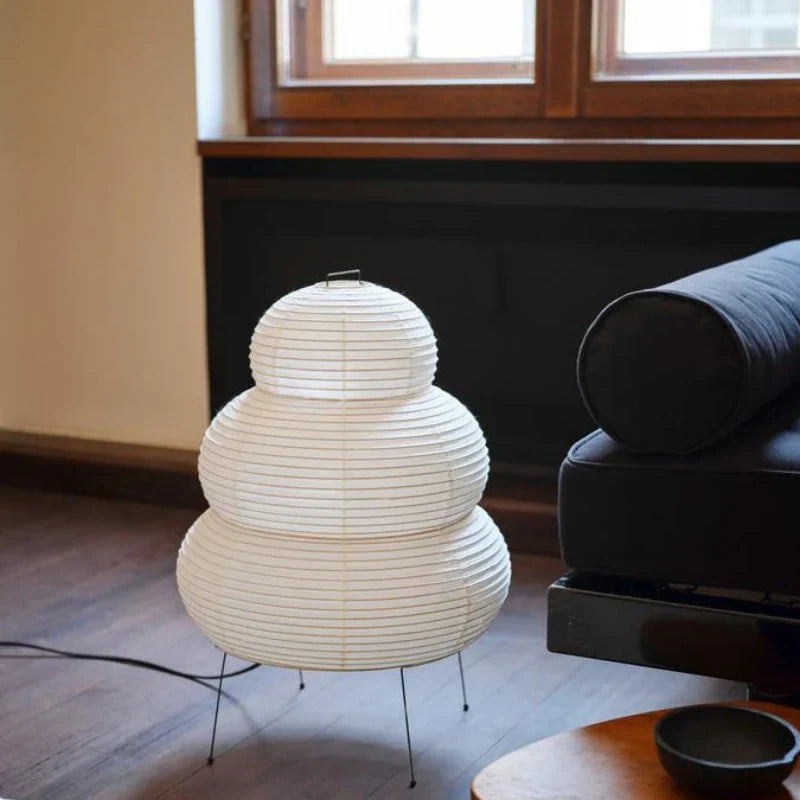 Axyaa Wabi-Sabi Tripod Floor Lamp - White Paper, Ideal for Bedroom, Living & Dining Room Decor