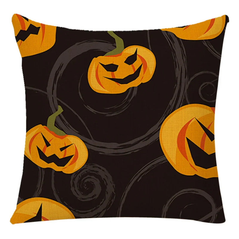 Axyaa Halloween Spider Pillowcase Black Castle Owl Thanksgiving Square Cushion Cover