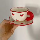 Axya Heart Mug Porcelain Milk Coffee Cups Gift - Romantic Korean Ins Style
