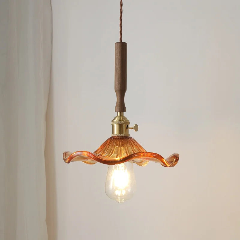 Axyaa Nordic LED Pendant Lights Glass Walnut Copper Hanging Lamp