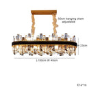 Axyaa Smoky Grey Crystal Chandelier LED Pendant Light, Luxe Leather, Dimmable for Living Room