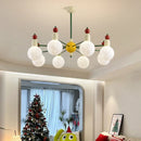 Axyaa White Glass Metal LED Chandelier: Modern Kitchen & Bedroom Pendant Lamp