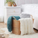 Axyaa Cream White Knitted Tassel Blanket - Nordic Gift for Home and Office