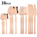 Colorful 16pcs Cutlery Set Mirror Stainless Steel Flatware by Axyaa