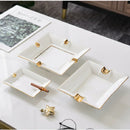 Axyaa Gold-Painted Bone Ashtray: Luxury Ceramic Cigar Holder