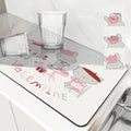 Axyaa Crabbit Lines Desk Drain Pad: Non-slip Heat Resistant Kitchen Mat