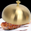 Axya Stainless Steel Steak Lid - Round Gold BBQ Pot Cover for Korean Barbecue