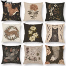 Axyaa Retro Flower Fox Pillowcase in Peach Skin Velvet.