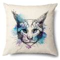 Axyaa Cartoon Kitty Cat Linen Pillowcase for Bed, Couch, and Sofa Décor