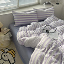 Axyaa Striped Washed Cotton Duvet Cover Set - 3/4pcs Bedding Set