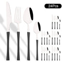 Axyaa 24Pcs Pink Gold Stainless Steel Cutlery Set - Western Flatware Tableware