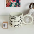 Axyaa Ceramic Round Handle Mugs White Black Splash-ink Tea Milk Water Cup