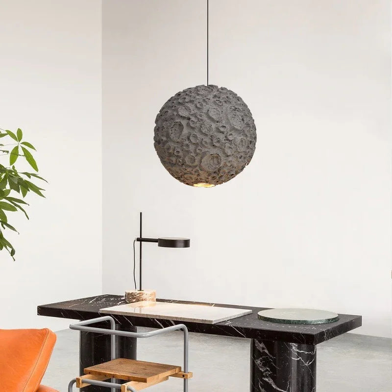 Axyaa Planet Grey Wabi Sabi Chandelier for Living Room, Dining, Coffee Store - Japanese Loft Decor