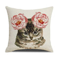 Funny Cats Print Pillow Case for Home Decor by Axyaa: 45x45cm Linen Cover