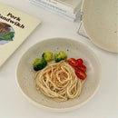 Axyaa Nordic Ceramic Ink Dot Bowl - Large Soup Salad Fruit Noodle Plate