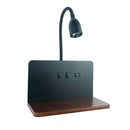 Axyaa Indoor Wall Lamp: USB Port, Wireless Charging, 360° Rotatable, Switch, Bedside Night Light