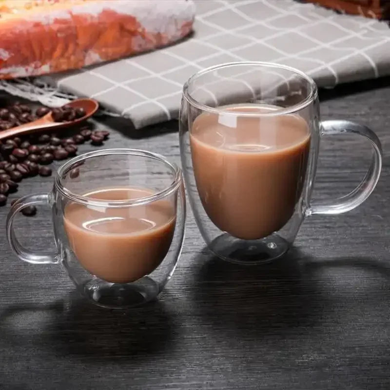 Axya Double Bottom Glass Coffee Cup Set for Whiskey, Tea, Wine, and Cocktails