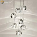 Axyaa Nordic LED Pendant Lights | Suspended Staircase Crystal Ball Decorative Indoor Lighting