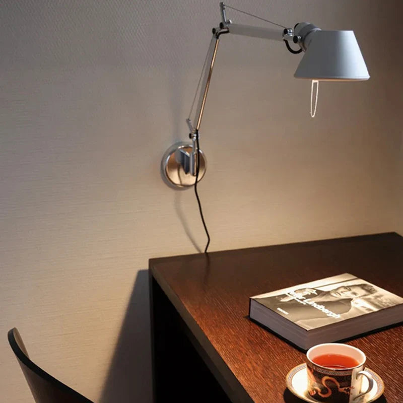 Axyaa Silver Black Metal Rotatable Wall Lamp for Bedroom Study Parlor