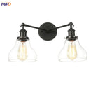 Axyaa Glass Black LED Wall Sconce 2 Heads Vintage Bedroom Bathroom Light