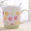 Axyaa Floral Bone  Coffee Cup with Lid, Spoon - Colorful Moscow Mule Thermo Mug