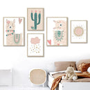 Axyaa Rainbow Alpaca Cactus Heart Wall Art Prints for Kids Room