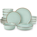 Axyaa LOIRE 16/32 Piece Green Ceramic Dinnerware Set - Oven Safe Stoneware