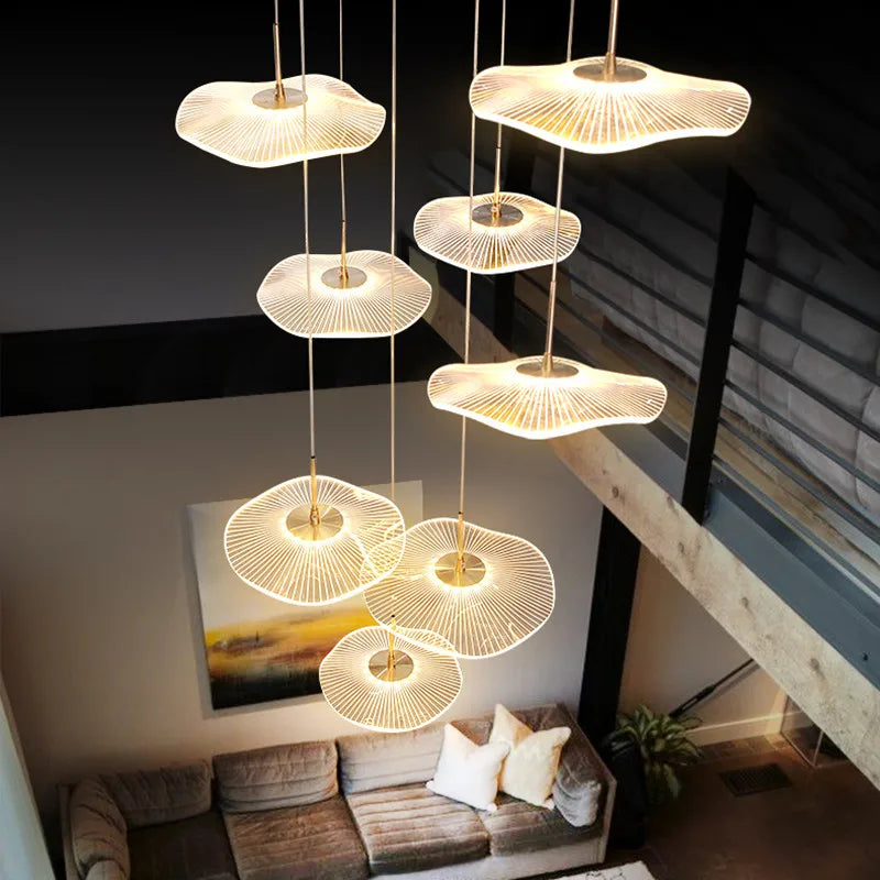 Axyaa Nordic Lotus Leaf LED Pendant Chandelier for Modern Living Spaces