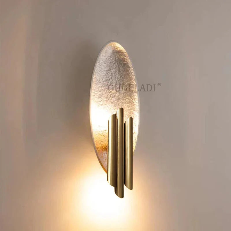 Axya Metal Tube Resin Plate Wall Lamps Nordic Home Decor Silver Gold Light Fixtures