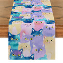 Axyaa Abstract Cat Table Runner for Farmhouse Dining Decor