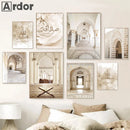 Islamic Mosque Landscape Art Wall Canvas Painting Morocco Prints for Living Room Decor by Axyaa