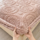 Axyaa Velvet Fleece Fitted Sheet Mattress Cover for Double King Queen Size