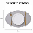 Axyaa Light Grey Faux Leather Oval Placemats for Stylish Table Decor