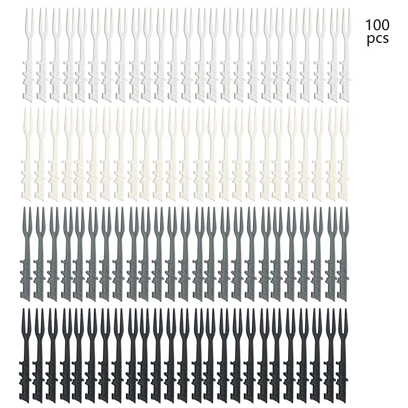 Axyaa 100PCS Plastic Fruit Fork Set for Home, Restaurant, Picnic, Camping - Reusable